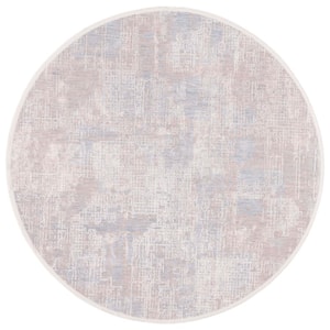 Marmara Gray/Beige/Blue 7 ft. x 7 ft. Round Solid Distressed Area Rug