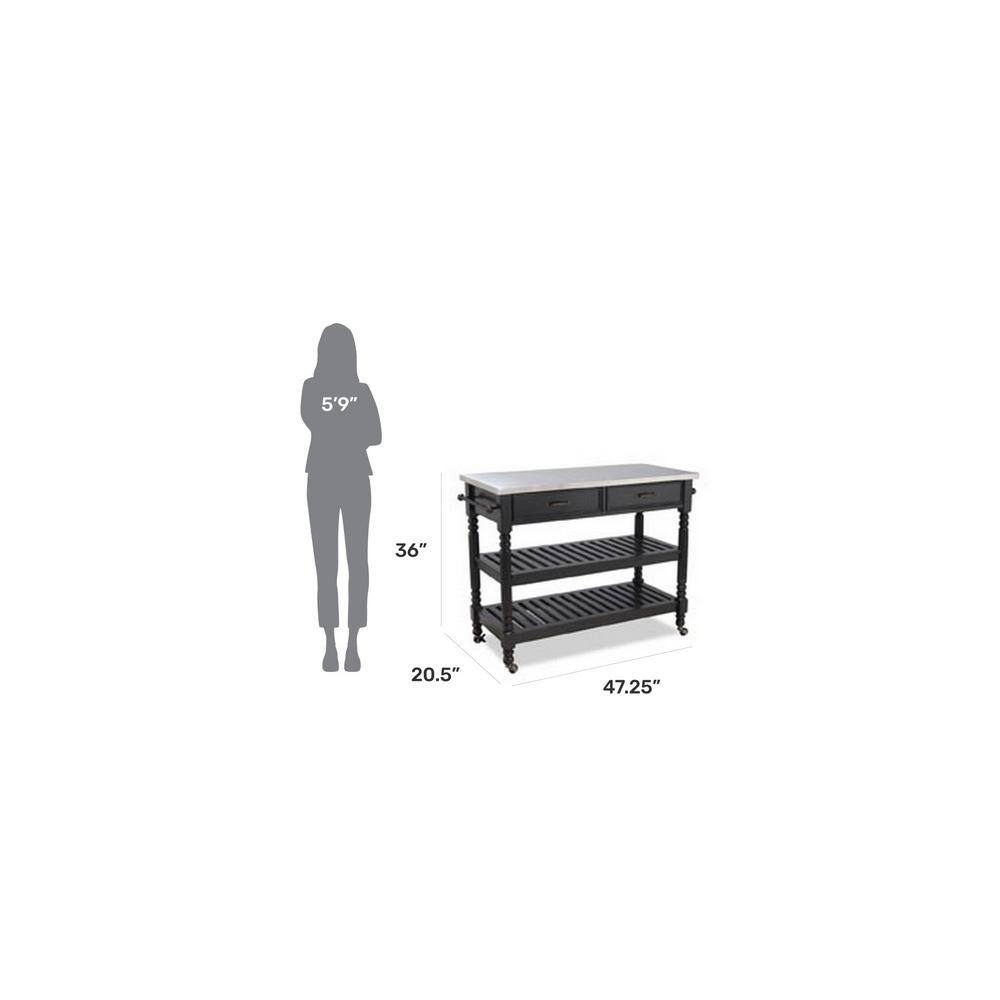 Savannah White Kitchen Cart with Stainless Top - thumbnail 5