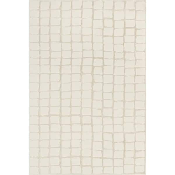 Spring Lake Plush Textured Washable Beige 6 ft. x 9 ft. Indoor Area Rug