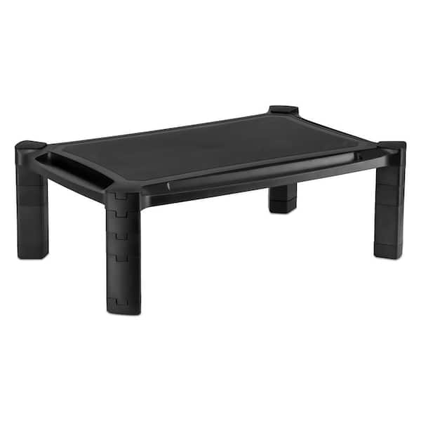 19 in. Printer and Monitor Stand Rectangular Black Computer Desk Stand
