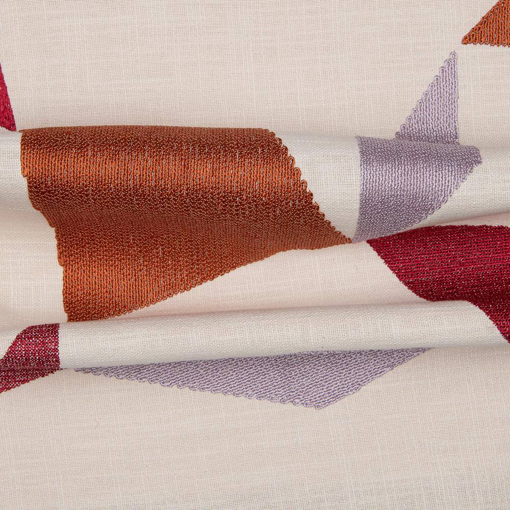 Ivory and Orange Embroidered Cotton Blend Square Throw Pillow