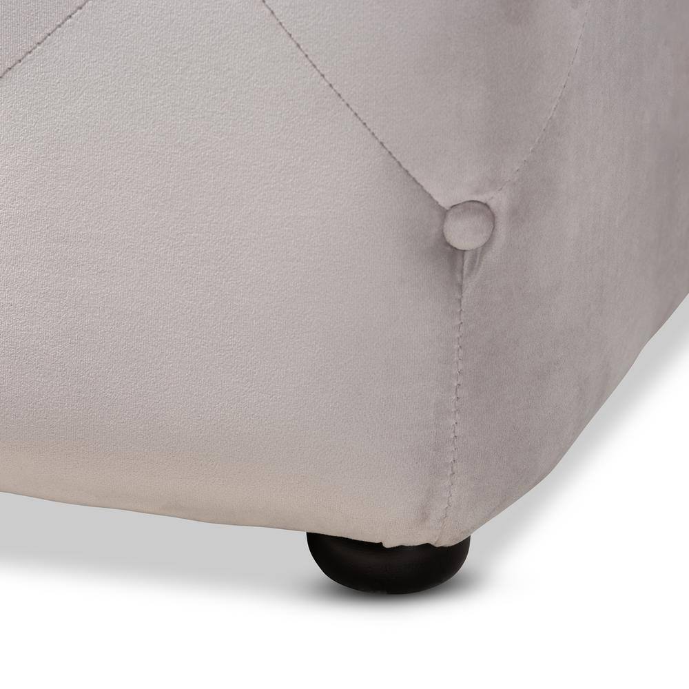 Slate Gray Velvet Button Tufted Cocktail Ottoman