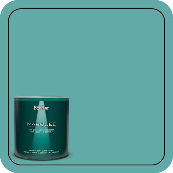 BEHR MARQUEE 1 qt. #500D-5 Teal Zeal Semi-Gloss Enamel Interior Paint & Primer