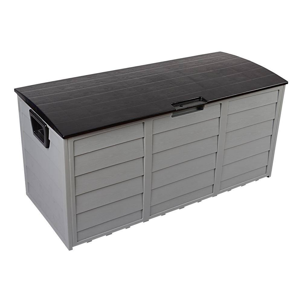 75 Gal. 260 L outdoor garden plastic storage Deck Box Toolbox mat toy lockable seat. Black.