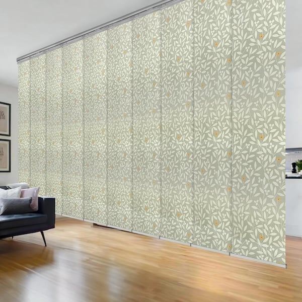 EMOH Petunia 120 in. to 218 in. W x 94 in. L Adjustable 10-Panel Satin Nickel Double Rail Panel Track with 23.5 in. Slates