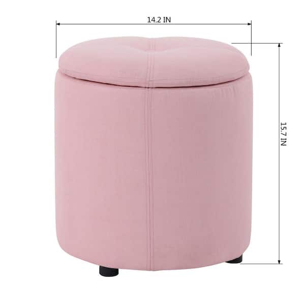Sumyeg Pink Fabric Round Storage, Fabric Round Ottoman