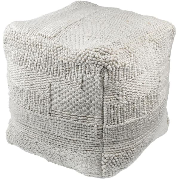 Taliyah Light Gray Modern Polyester 18 in. L x 18 in. W x 18 in. H Pouf