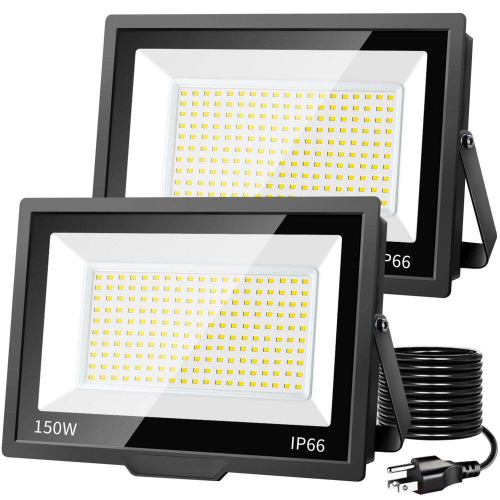 150-Watt Black Plug-In Integrated LED Landscape Flood Light with Dusk to Dawn, IP66 Outdoor Light for Yard and Garage price history on PriceWatchPro