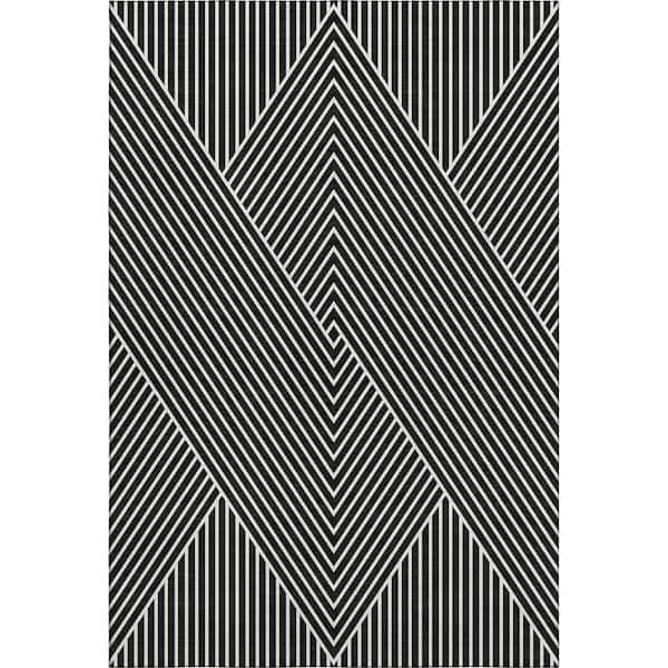 Addison Rugs Mayfield Premium Machine Washable Abstract AMF937 Black 3 ft. x 4 ft. Area Rug