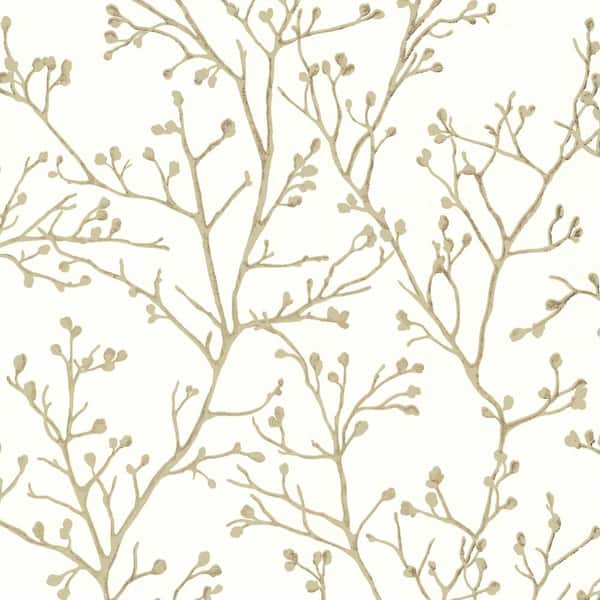 A-Street Prints Koura Cream Budding Branches Wallpaper Sample