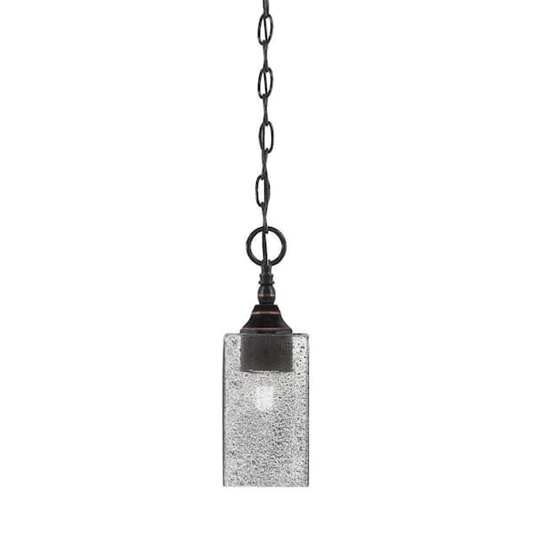 Unbranded Elva 100-Watt 1-Light Black Copper Shaded Pendant Light with 3.5 in. Smoke Bubble Glass Shade, No Bulb Included