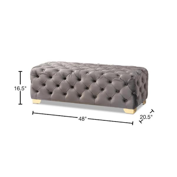 Baxton Studio Avara Gray and Gold Bench Ottoman 154 9370 HD The