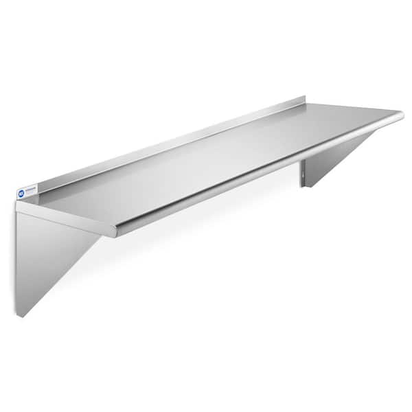 12 in. x 60 in. x 18.5 in. Stainless Steel Wall-Mount Garage Wall Shelf with Brackets