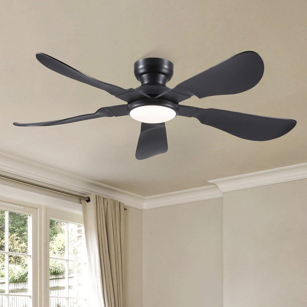 52 in. Indoor/Outdoor Flush Mount Black Ceiling Fan with Dimmable 3 Color LED Light and Remote/APP Control price history on PriceWatchPro