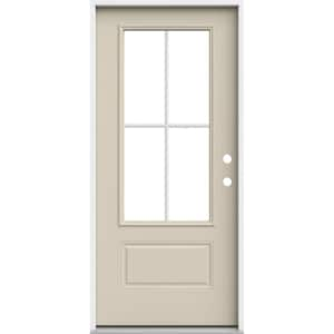 36 in. x 80 in. 1 Panel Left-Hand/Inswing 3/4 Lite Clear Glass Primed Steel Prehung Front Door