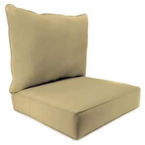 Sunbrella 24" x 24" Heather Beige Solid Rectangular Boxed Edge Outdoor Deep Seating Chair Seat and Back Cushion Set