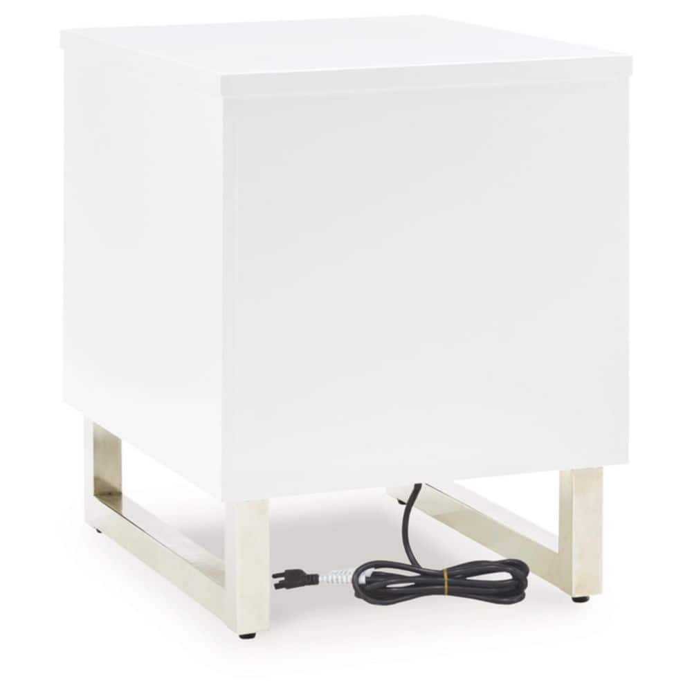 Modern Black and White Wood Metal End Table with Storage