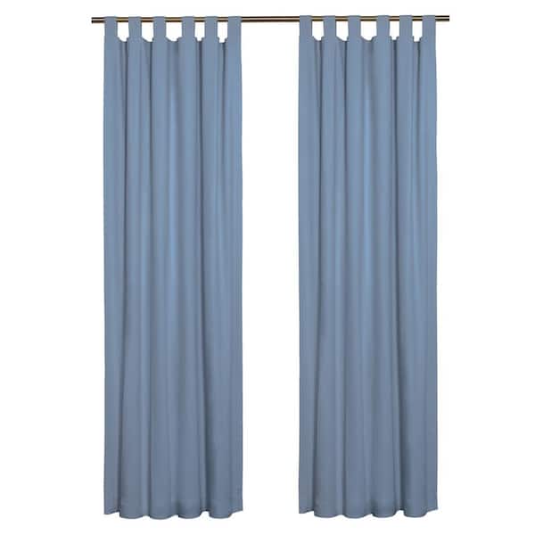 THERMALOGIC Weathermate Tab Top Blue Cotton Smooth 80 in. W x 84 in. L Tab Top Indoor Room Darkening Curtain (Double Panels)