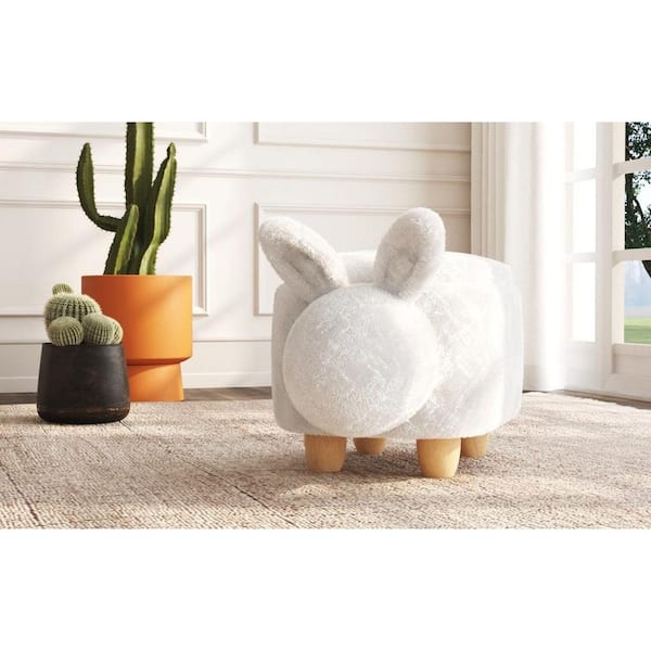 Thumper White Polyester Storage Stool