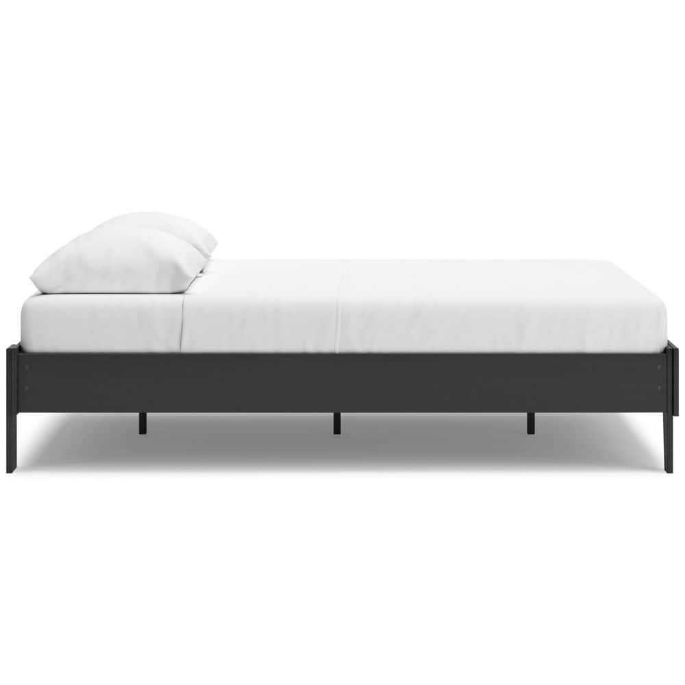 Matte Black Queen Platform Bed with Storage Drawers
