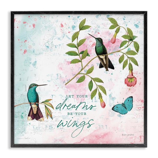 Let Your Dreams Be Wings by Katie Pertiet Black Framed Animal Giclee Art Print 17 in. x 17 in.