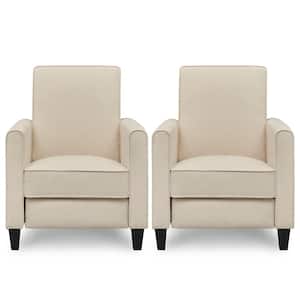 Pushback Recliner Chairs for Small Spaces with Adjustable Footrest (Set of 2) Cream/ Linen