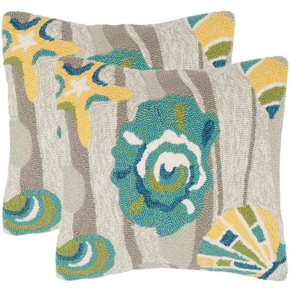 Safavieh Beyond The Sea Soleil Square Outdoor Throw Pillow (Pack of 2)