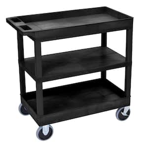 EC 35.25 in. W x 18 in. D x 37.25 in. H 3-Shelf Utility Cart with 5 in. Casters in Black