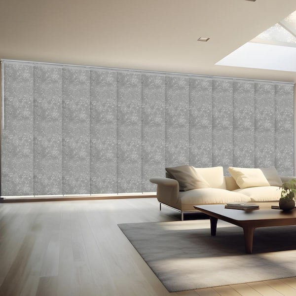 EMOH Jasmine 140 in. - 260 in. W x 94 in. L Adjustable 12-Panel White Double Rail Panel Track with 23.5 in. Slates