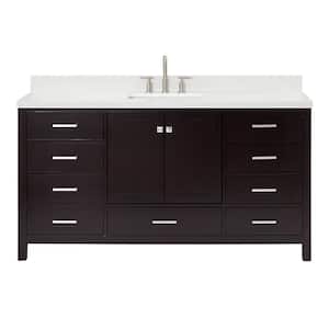 Cambridge 67 in. W x 22 in. D x 36 in. H Bath Vanity in Espresso with Pure White Qt. Top with White Basin