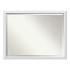 Medium Rectangle Satin White Contemporary Mirror (34 in. H x 44 in. W)