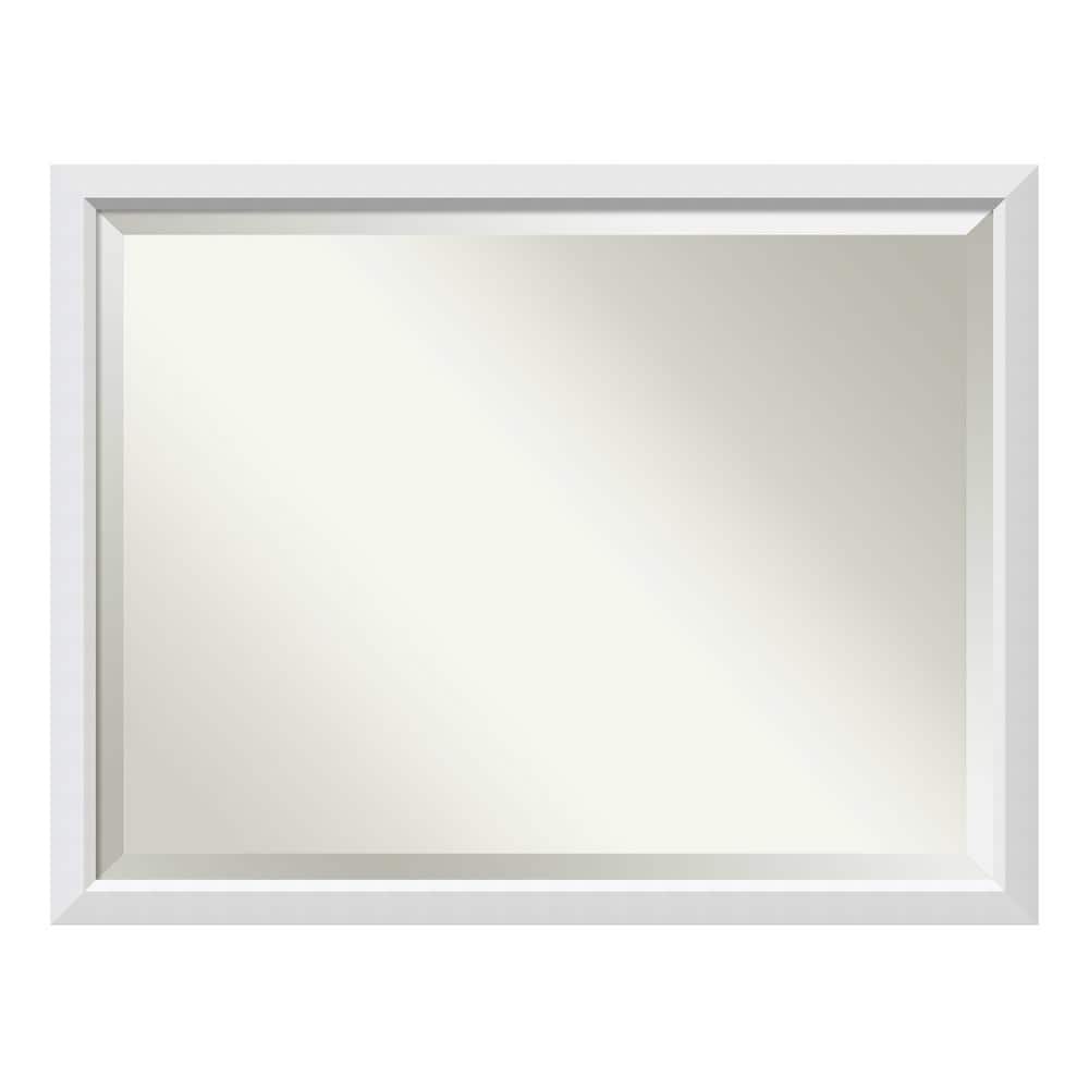 Amanti Art Blanco White 43.5 in. x 33.5 in. Beveled Rectangle Wood Framed Bathroom  Wall Mirror in White DSW3940072 The Home Depot