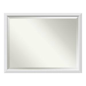 Blanco 44 in. W x 34 in. H Framed Rectangular Beveled Edge Bathroom Vanity Mirror in Satin White