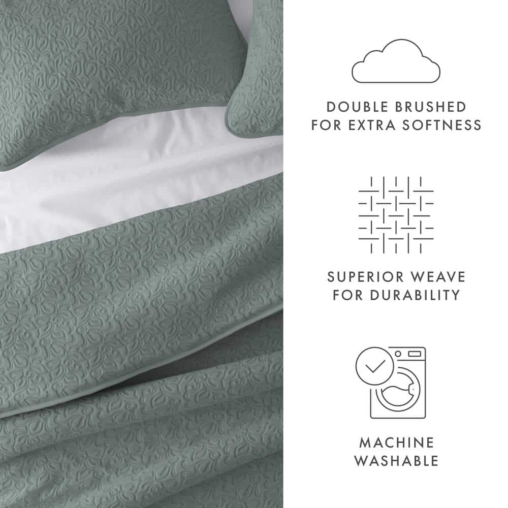 King Eucalyptus Microfiber Reversible Quilt Set with Shams
