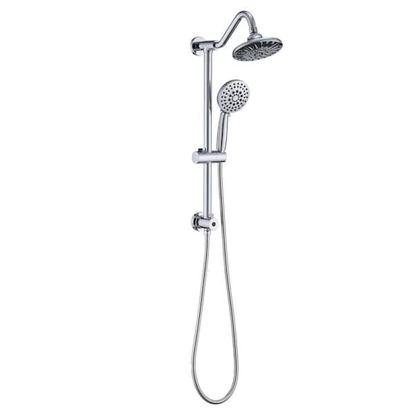 Lukvuzo Rain Shower Head 5-Spray Settings Wall Mounted Handheld Shower Head 2.5 GPM in Chrome