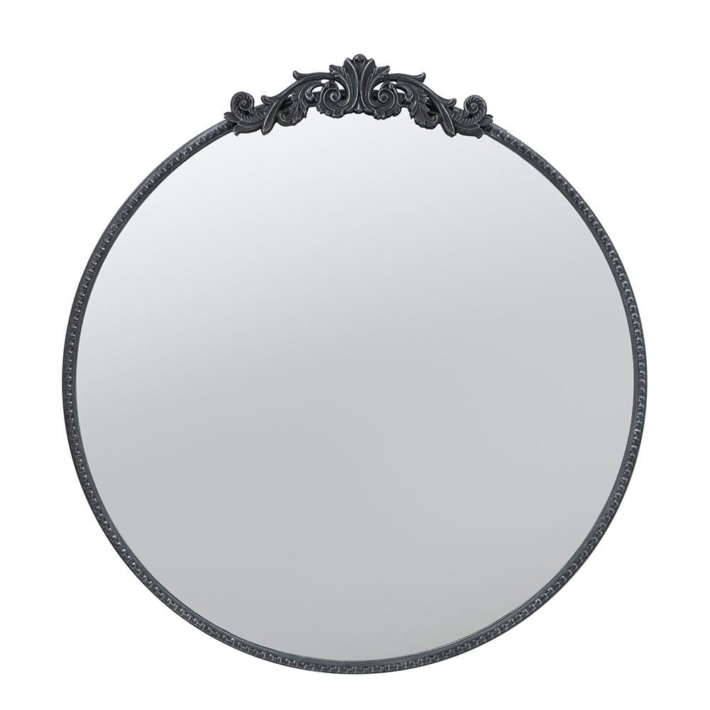 30 in. W x 32 in. H Classic Design Baroque Inspired Metal Framed Black Roun