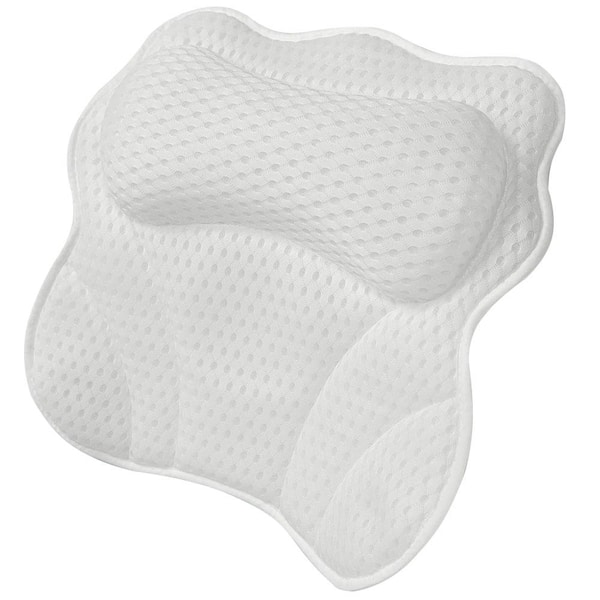 Adrinfly 17.2 in. L x 16.5 in. W x 17.2 in. H Thick Padded Bath Accessory, Bath Pillow Tub in White with 4D Mesh and Suction Cup