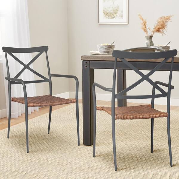 Thy Hom Aluminum And Rattan Outdoor Dining Chair 2 Pack Odc001bk The Home Depot Rattan Outdoor Dining Chair, Thy Hom Outdoor Furniture
