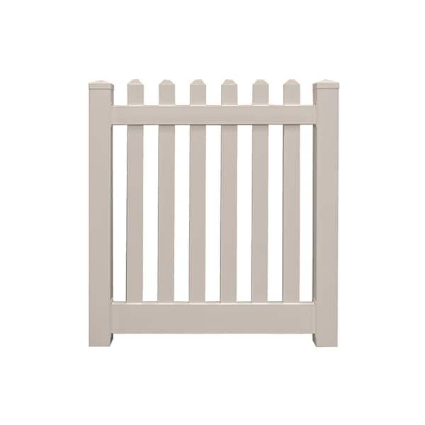 Weatherables Plymouth 4 ft. W x 4 ft. H Tan Vinyl Picket Fence Gate Kit
