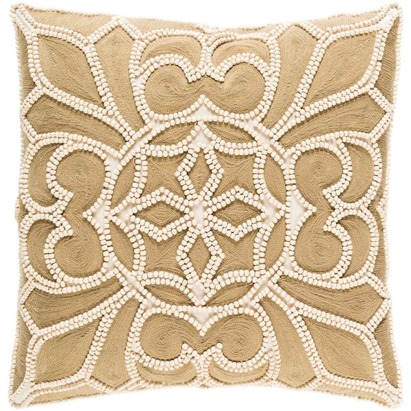 Livabliss Broadbent Tan Geometric Polyester 20 in. x 20 in. Throw Pillow