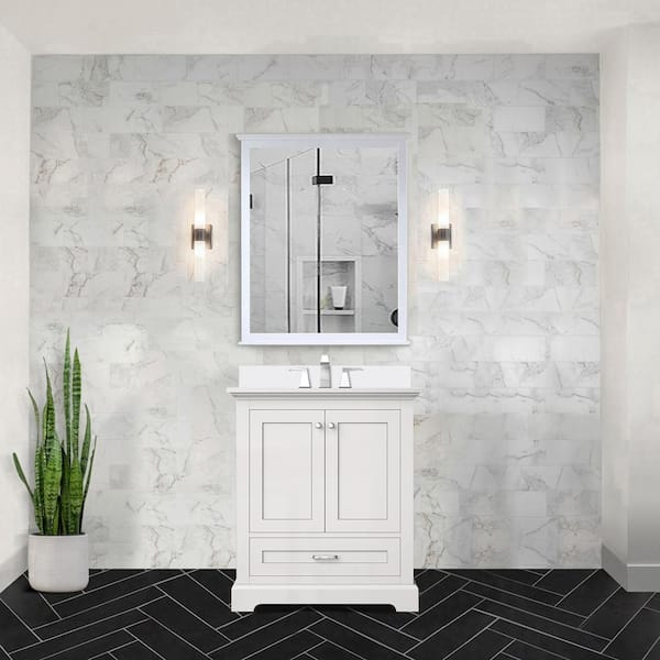 Dukes 30 in. W x 22 in. D White Single Bath Vanity with Cultured Marble Top