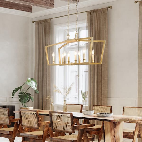 Modern Gold Kitchen Candlestick Chandelier, 38 in. 8-Light Bedroom Ceiling Chandelier Light for Living and Dining Room