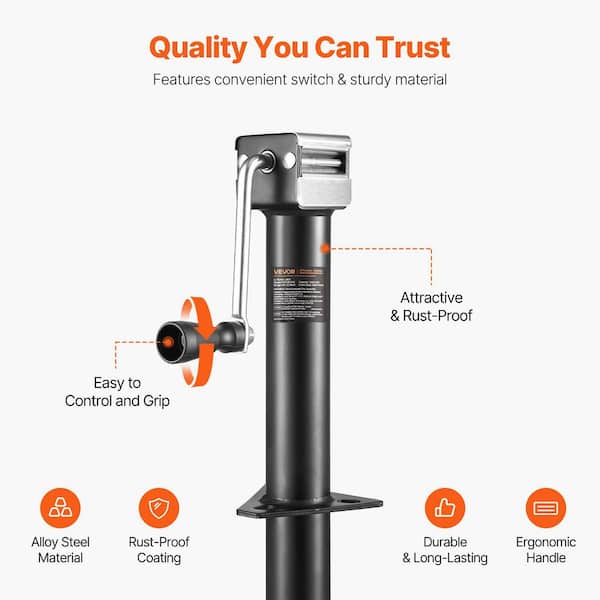 5000 Lb A-Frame Trailer Tongue Jack – Topwind, Bolted/Welded – 15" Lift 3 thumbnail image