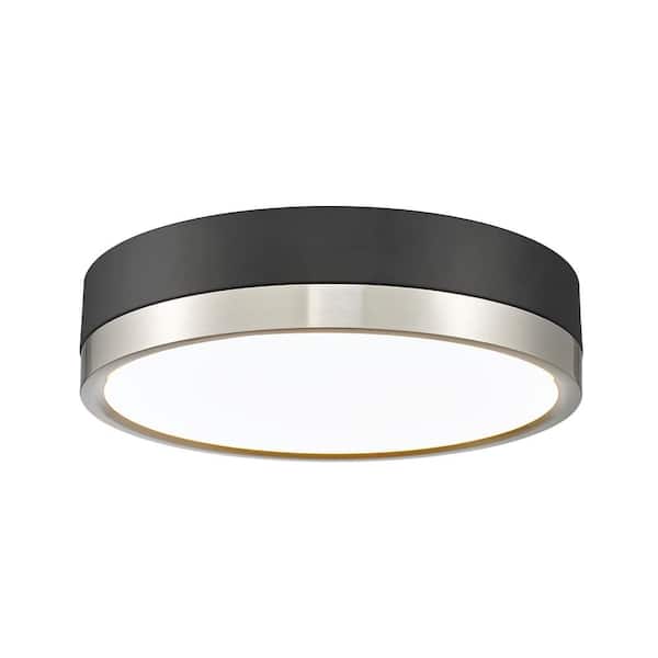 Unbranded Algar 12 in. Matte Black Plus Brushed Nickel Integrated LED Flush Mount with Frosted Acrylic Shade (1-Pack)