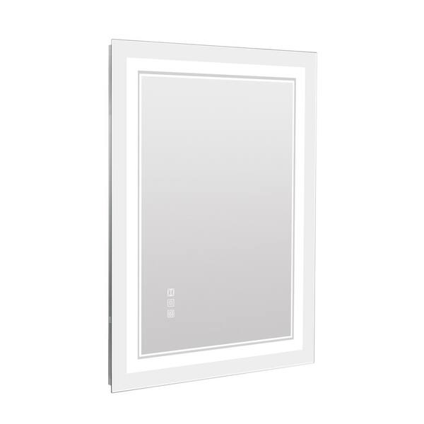 Unbranded 20 in. W x 28 in. H Rectangular Frameless Anti-Fog Wall Mount LED Bathroom Vanity Mirror in Silver
