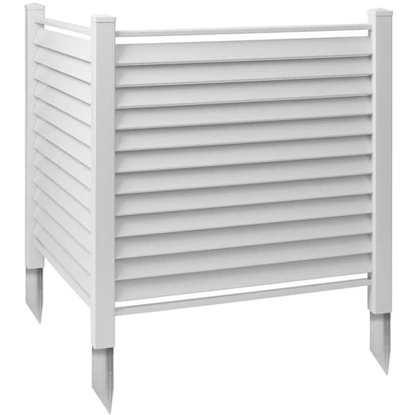 Casafield 48 in. x 48 in. Louvered Privacy Screen Outdoor Vinyl Fence Panel for AC-WHT
