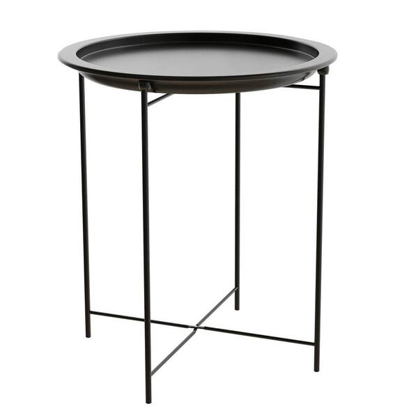 Benjara 18.5 in. Brown Round Metal Top Coffee Table