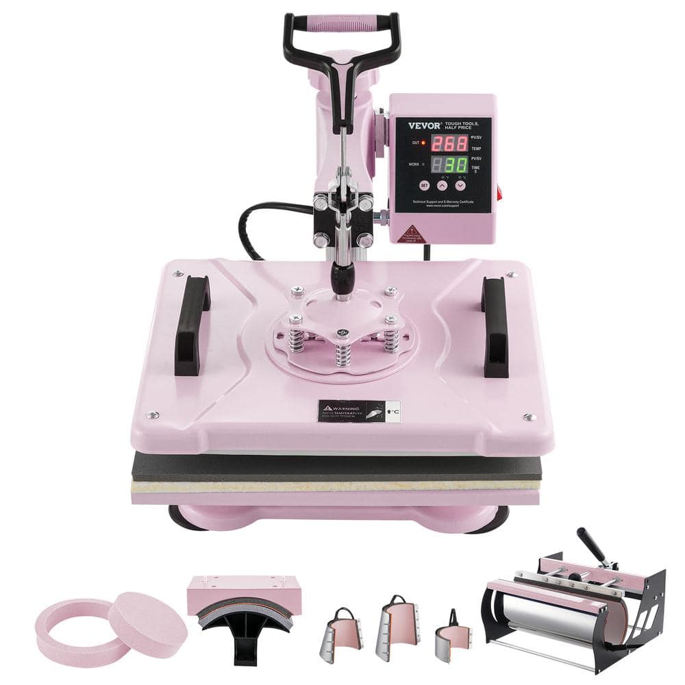 Heat Press Machine 12 x 15 in. 8 in 1 with 30 oz. Tumbler Press T-Shirts Pink price history on PriceWatchPro