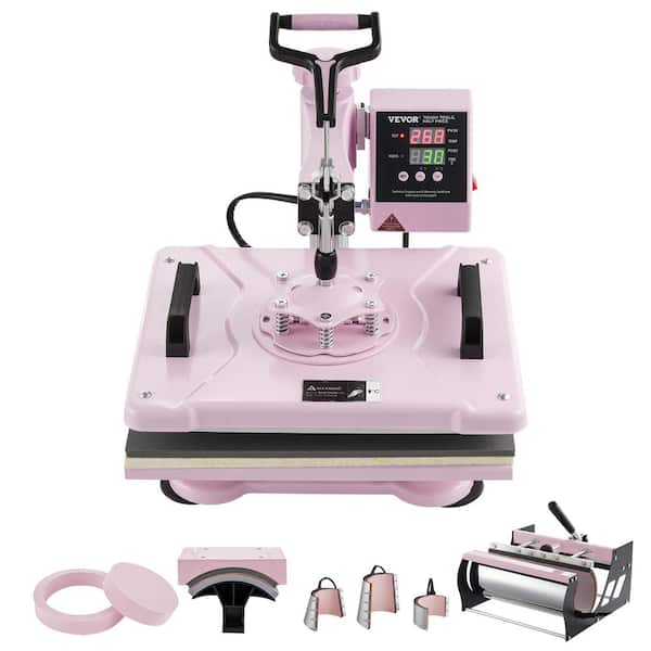 VEVOR Heat Press Machine 12 x 15 in. 8 in 1 with 30 oz. Tumbler Press T-Shirts Pink