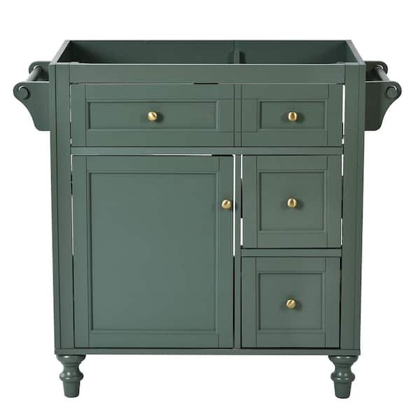 Unbranded 29.52 in. W x 17.87 in. D x 33 in. H Wood Bath Vanity Cabinet without Top in Green with 2 Drawers and a Tip-out Drawer